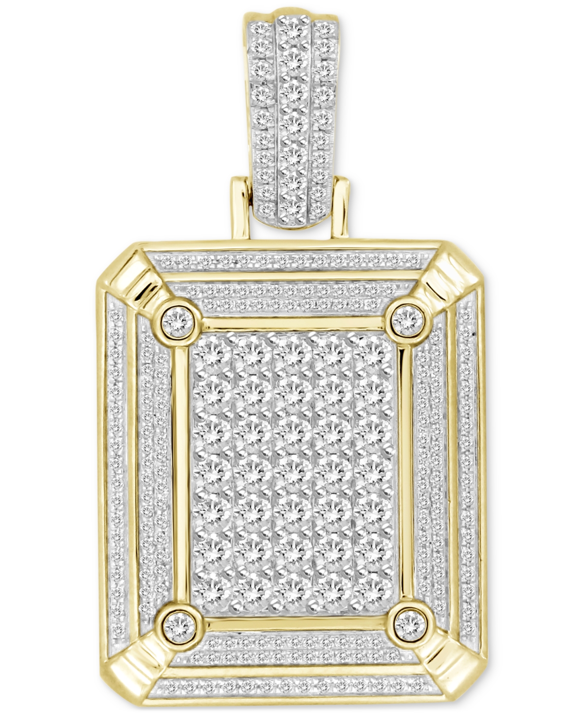 Macy's Men's Diamond Cluster Pendant (2 Ct. T.w.) In 10k Gold