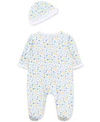 Baby Girls Dainty Blossoms Coverall and Hat, 2 Piece Set