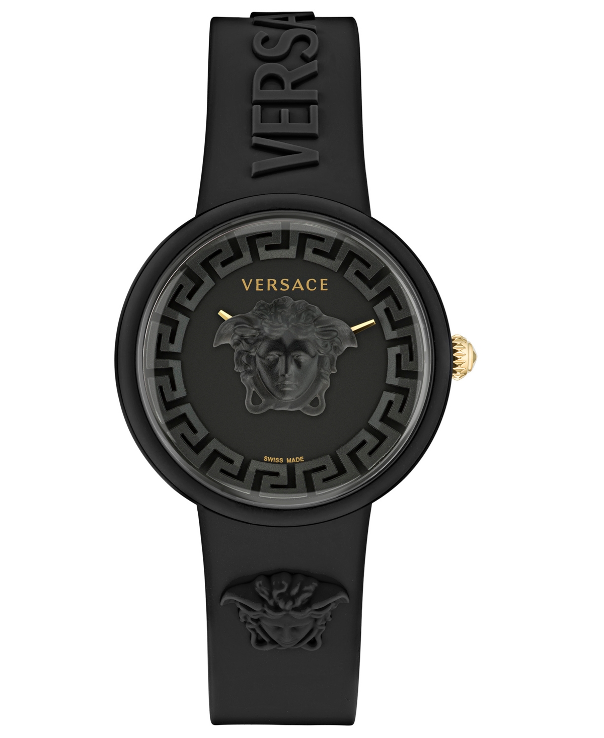 Versace Women's Swiss Medusa Pop Black Silicone Strap Watch 39mm