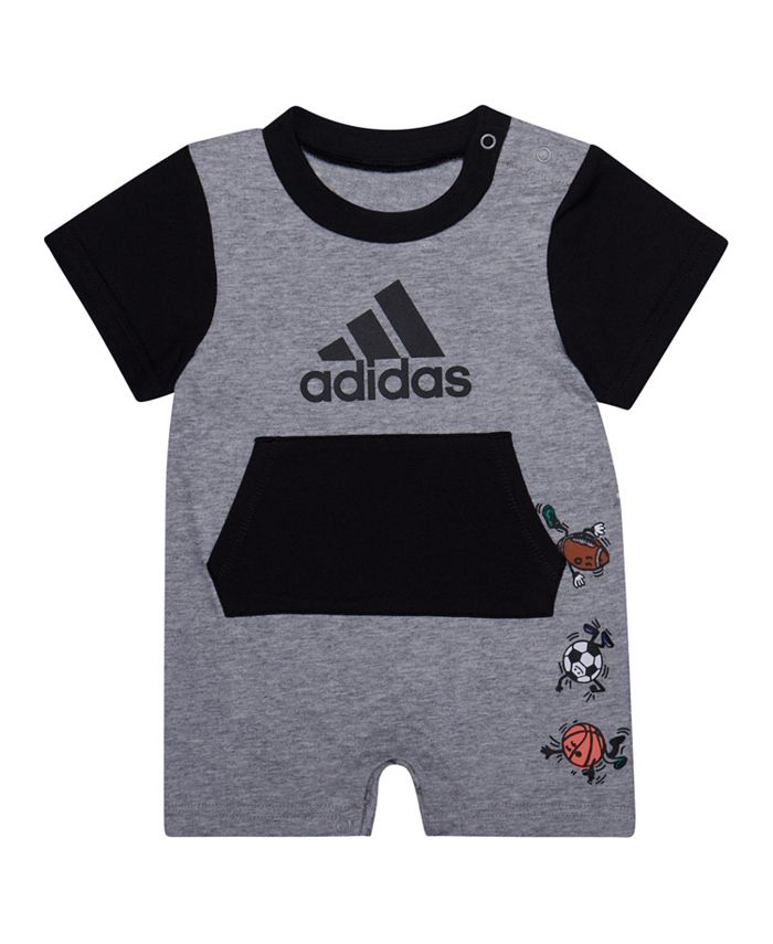 Symptomen Klokje Regeringsverordening adidas Baby Boys Short Sleeve Sport Graphic Romper - Macy's