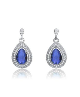 Sterling Silver White Gold Plated Cubic Zirconia Pear Drop Earrings