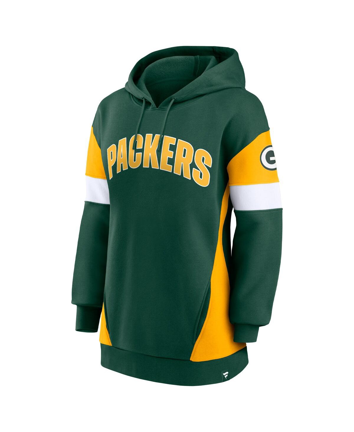Shop Fanatics Women's  Green And Gold Green Bay Packers Lock It Down Pullover Hoodie In Green,gold