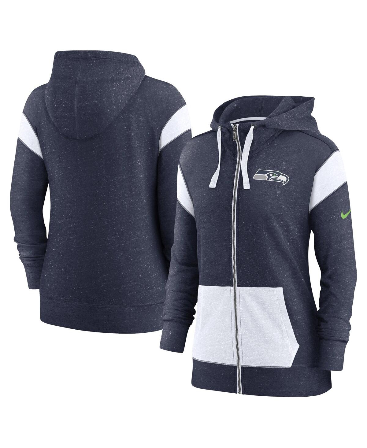 Nike College Navy/white Seattle Seahawks Plus Size Monaco Full-zip Lightweight Hoodie In Navy,white