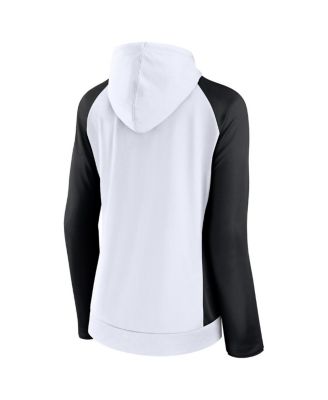 Women's White and Black New Orleans Saints End Around Raglan Full-Zip Hoodie