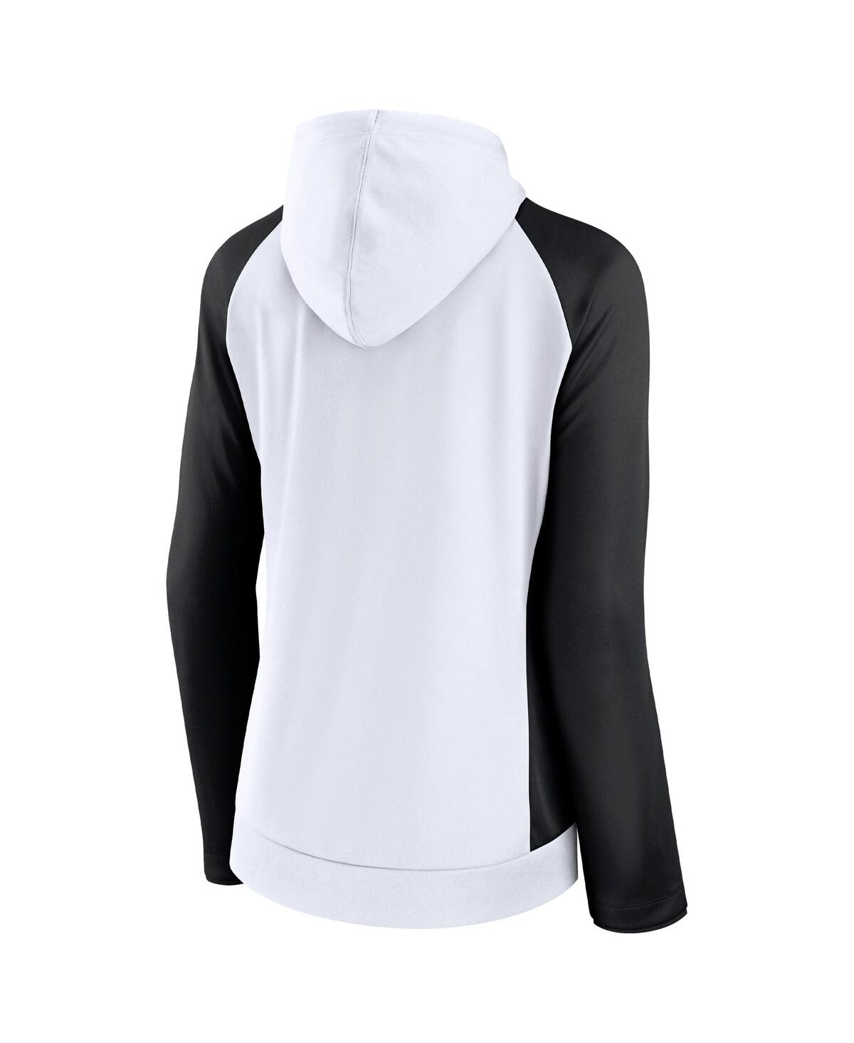 Shop Fanatics Women's  White And Black New Orleans Saints End Around Raglan Full-zip Hoodie In White,black