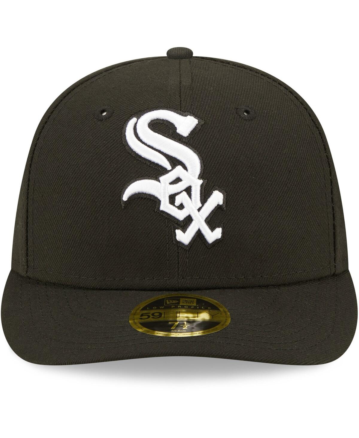 New Era Men's  Chicago White Sox Black, White Low Profile 59fifty Fitted Hat In Black