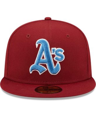 Men's Cardinal Oakland Athletics 40th Anniversary Air Force Blue Undervisor 59FIFTY Fitted Hat