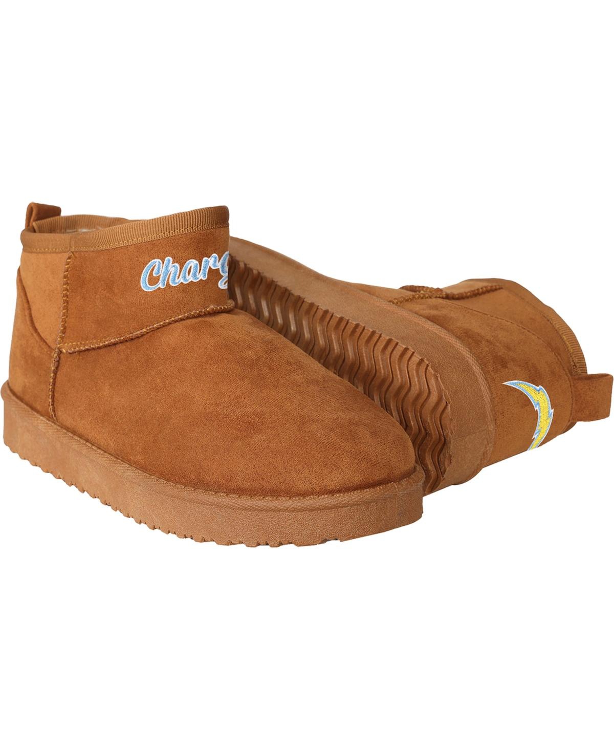 Women's Foco Brown Los Angeles Chargers Team Logo Fuzzy Fan Boots - Brown