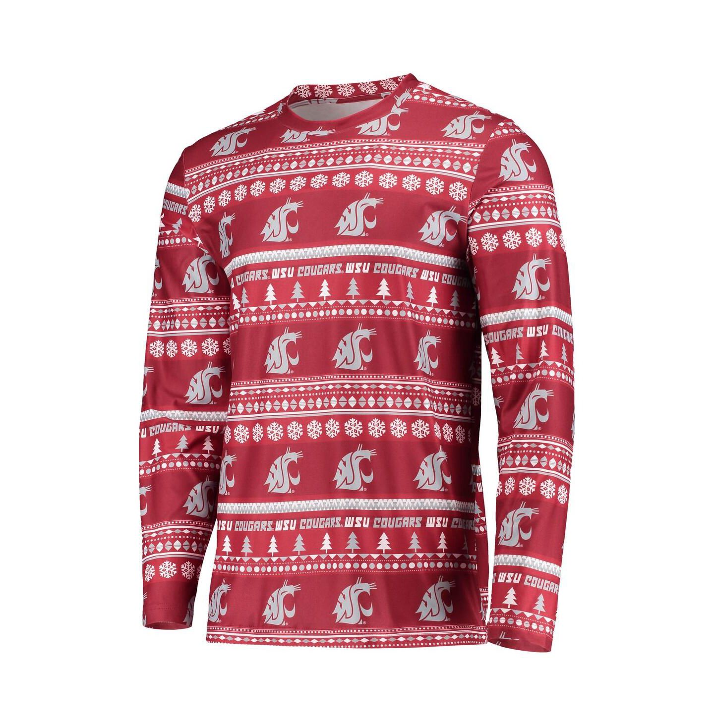 Мужской комплект для сна Concepts Sport Washington State Cougars Ugly Sweater, Crimson — фото 4