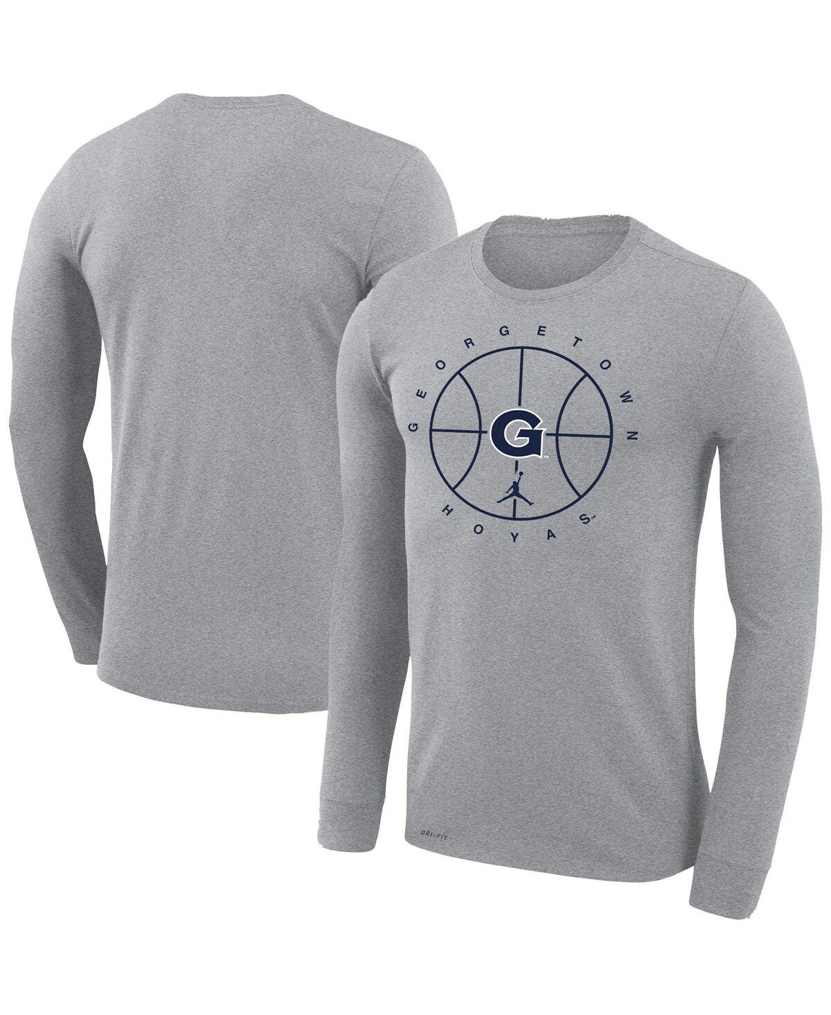 Jordan Men's  Heathered Gray Georgetown Hoyas Basketball Icon Legend Performance Long Sleeve T-shirt