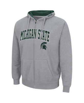 Men's Heathered Gray Michigan State Spartans Arch and Logo 3.0 Full-Zip Hoodie