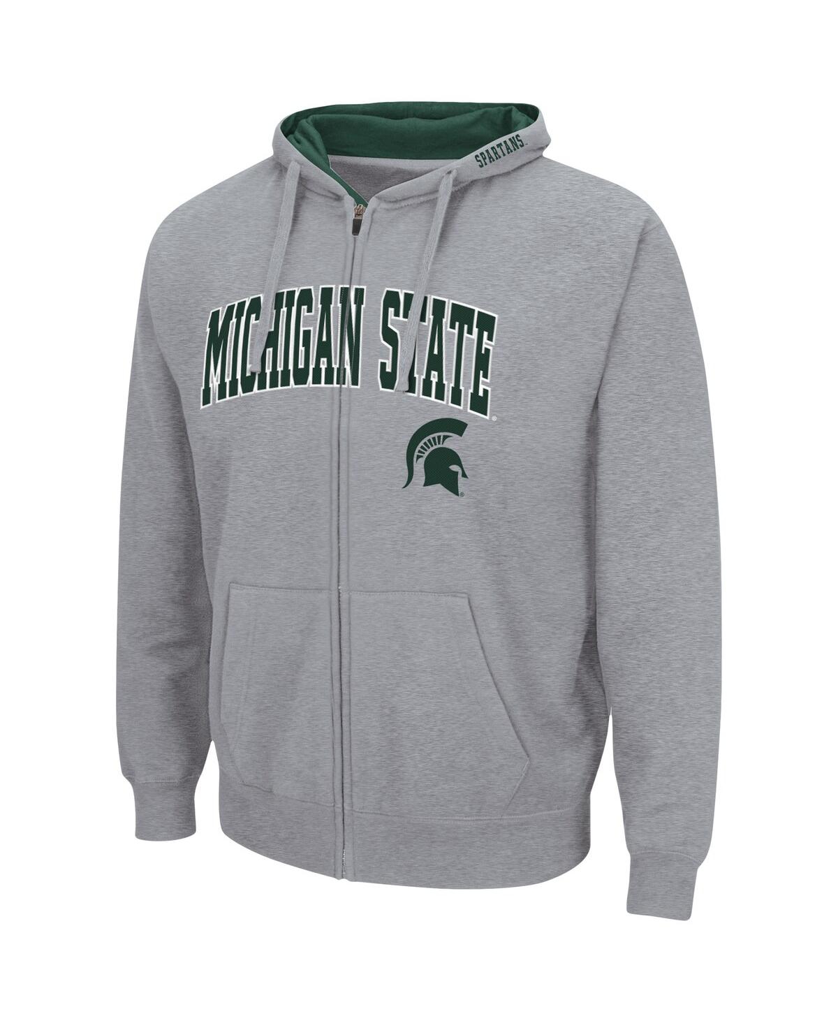 Shop Colosseum Men's  Heathered Gray Michigan State Spartans Arch And Logo 3.0 Full-zip Hoodie