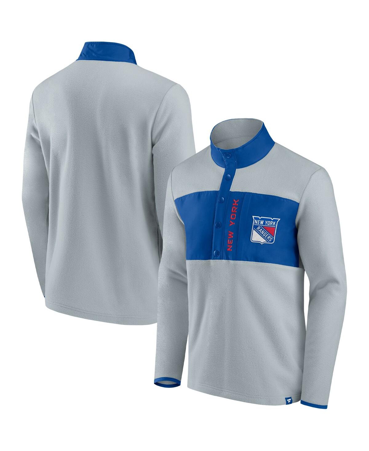 Men's Fanatics Blue New York Rangers Omni Polar Fleece Quarter-Snap Jacket - Blue