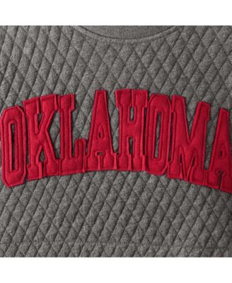 Women's Heather Charcoal Oklahoma Sooners Moose Quilted Pullover Sweatshirt