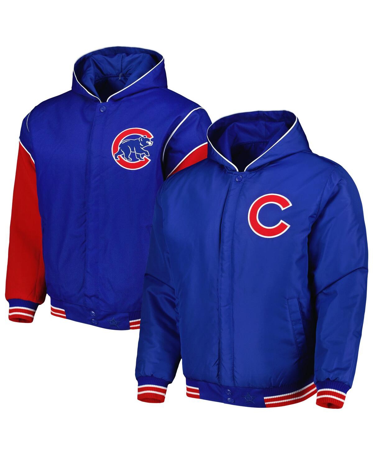 Shop Jh Design Men's  Royal Chicago Cubs Reversible Fleece Full-snap Hoodie Jacket