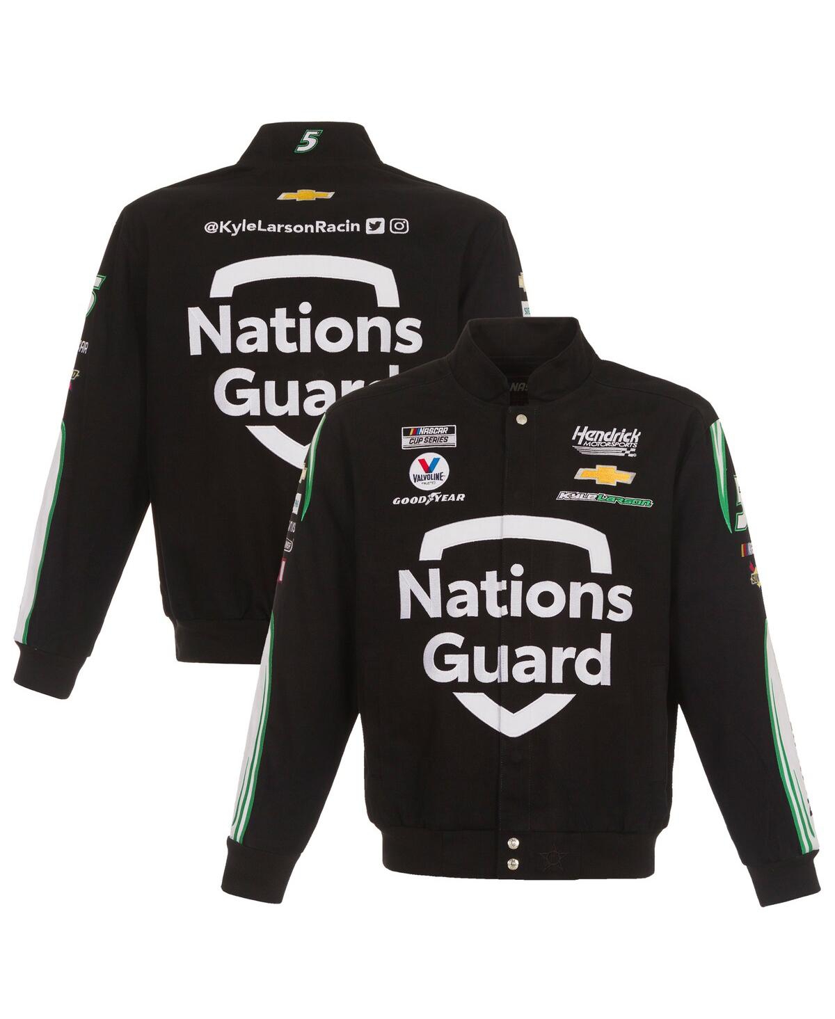 Men's Jh Design Black Kyle Larson Nations Guard Twill Uniform Full-Snap Jacket - Black