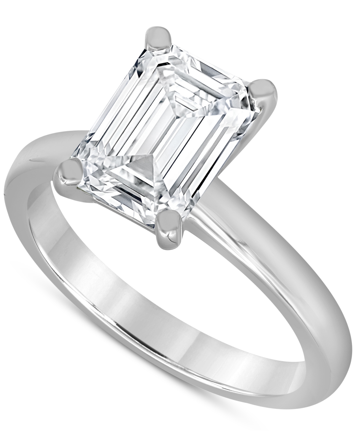 Badgley Mischka Certified Lab Grown Diamond Emerald-cut Solitaire Engagement Ring (5 Ct. T.w.) In 14k Gold In White Gold