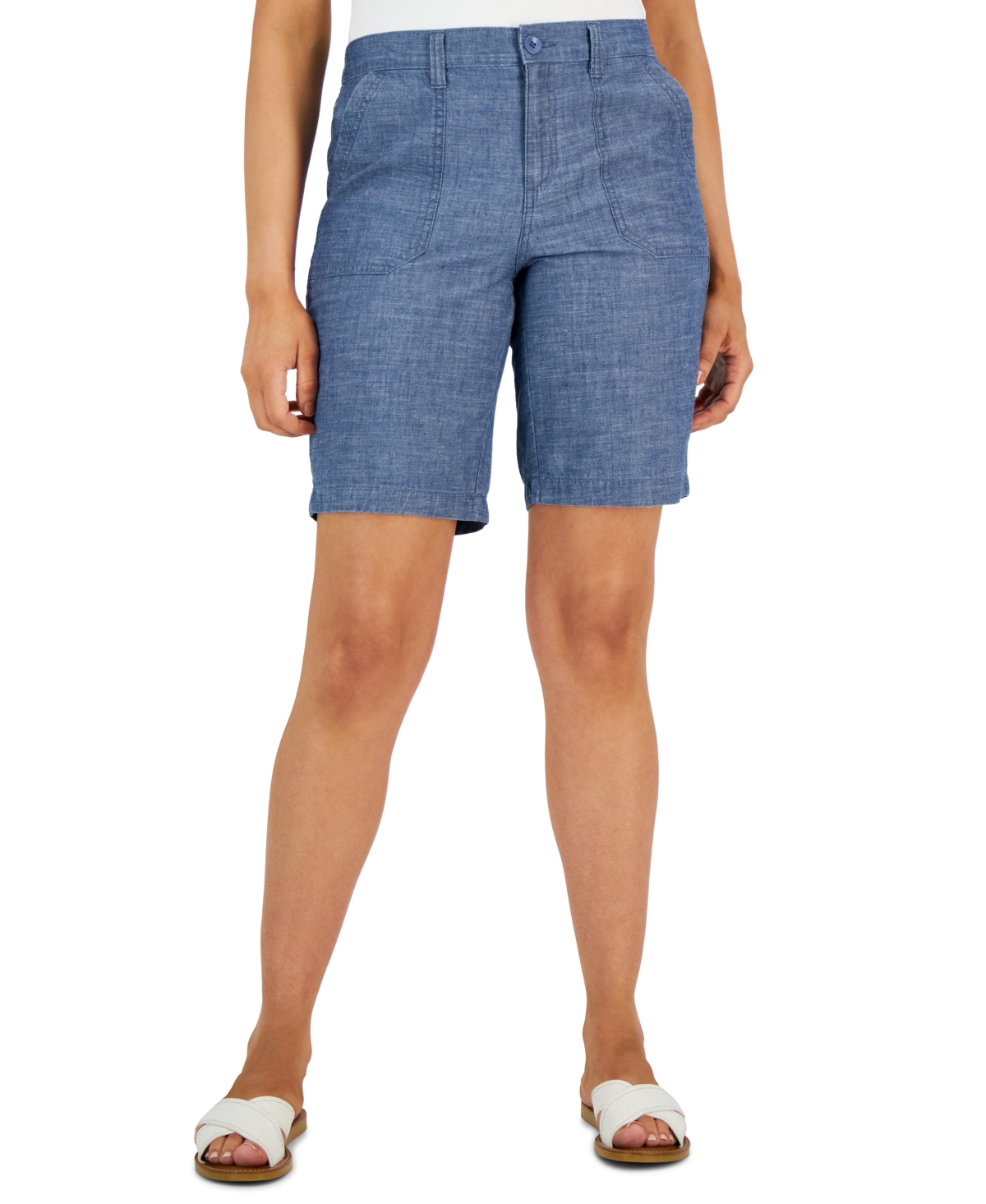 Women's Mid Rise Chambray Shorts, Created for Macy's - Chambray
