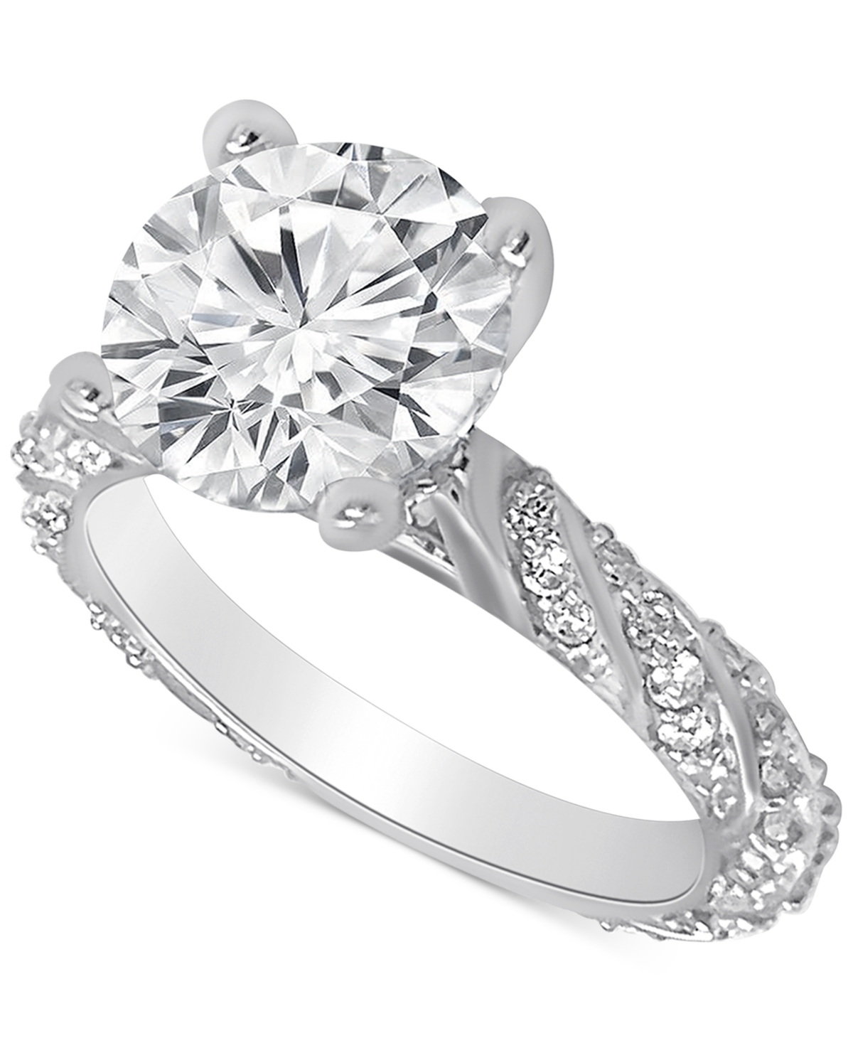 Badgley Mischka Certified Lab Grown Diamond Solitaire Twist Engagement Ring (3-1/2 Ct. T.w.) In 14k Gold In White Gold