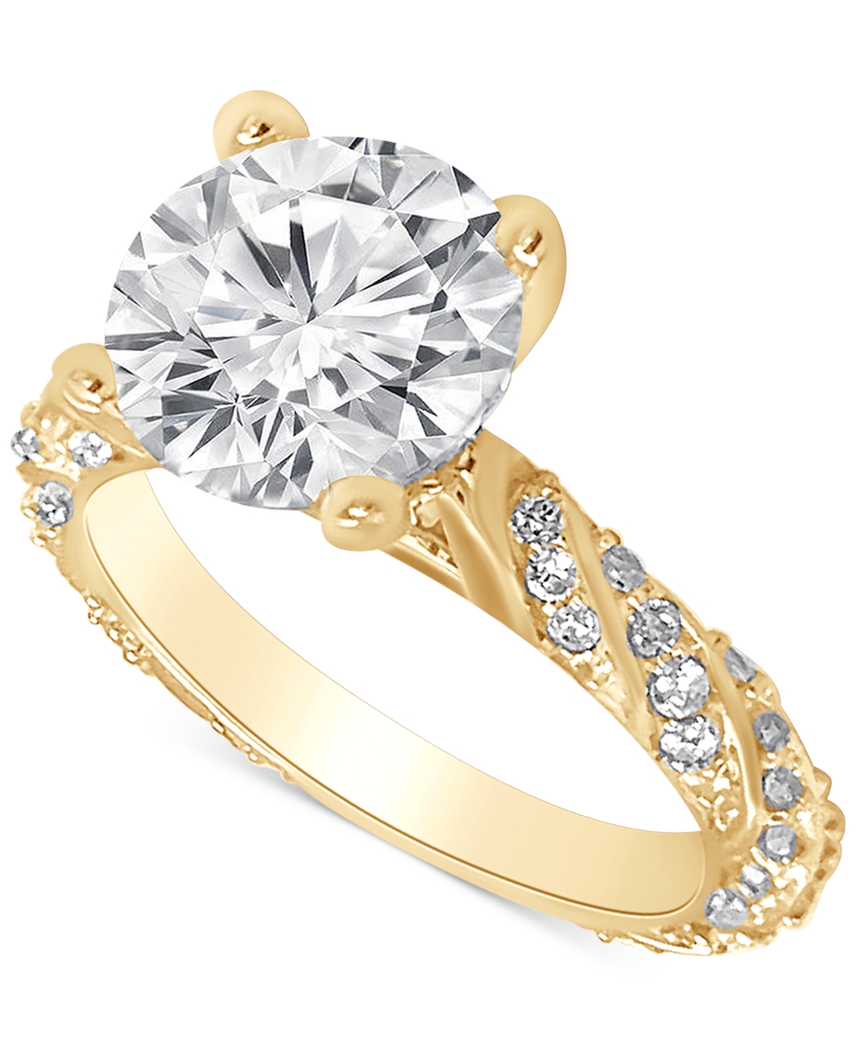 Badgley Mischka Certified Lab Grown Diamond Solitaire Twist Engagement Ring (3-1/2 Ct. T.w.) In 14k Gold In Yellow Gold