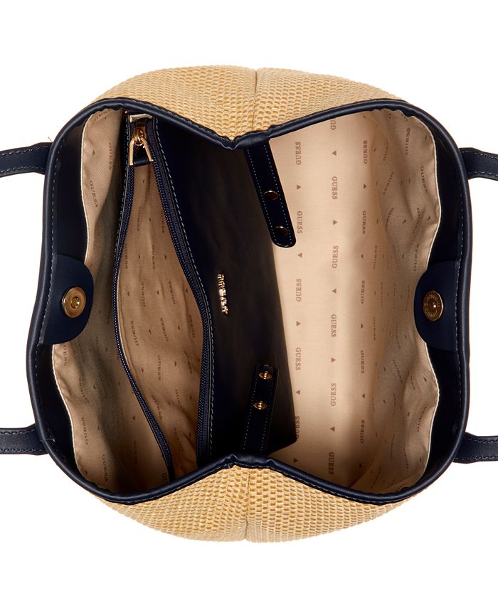 GUESS Vikky Medium Raffia Tote Bag w/ Removable Pouch Macy's