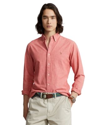 폴로 랄프로렌 Polo Ralph Lauren Mens Classic-Fit Cotton Shirt,Nautical Red/White