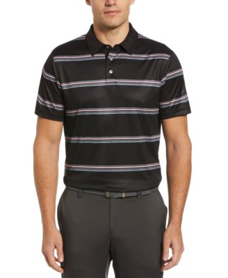 PGA TOUR - Men's Allover Space Dye Stripe Short Sleeve Golf Polo Shirt