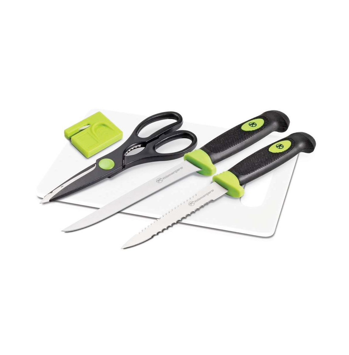 5 Piece Fishing Knife Set with Storage Case - Green