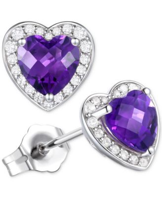 3-Pc. Set Garnet: (4 ct. t.w.) & Lab-Grown White Sapphire (3/4 ct. t.w.)Amethyst (3-1/3 ct. t.w.) Heart Pendant Necklace, Ring, & Stud Earrings in Sterling Silver (Also in Additional Gemstones)