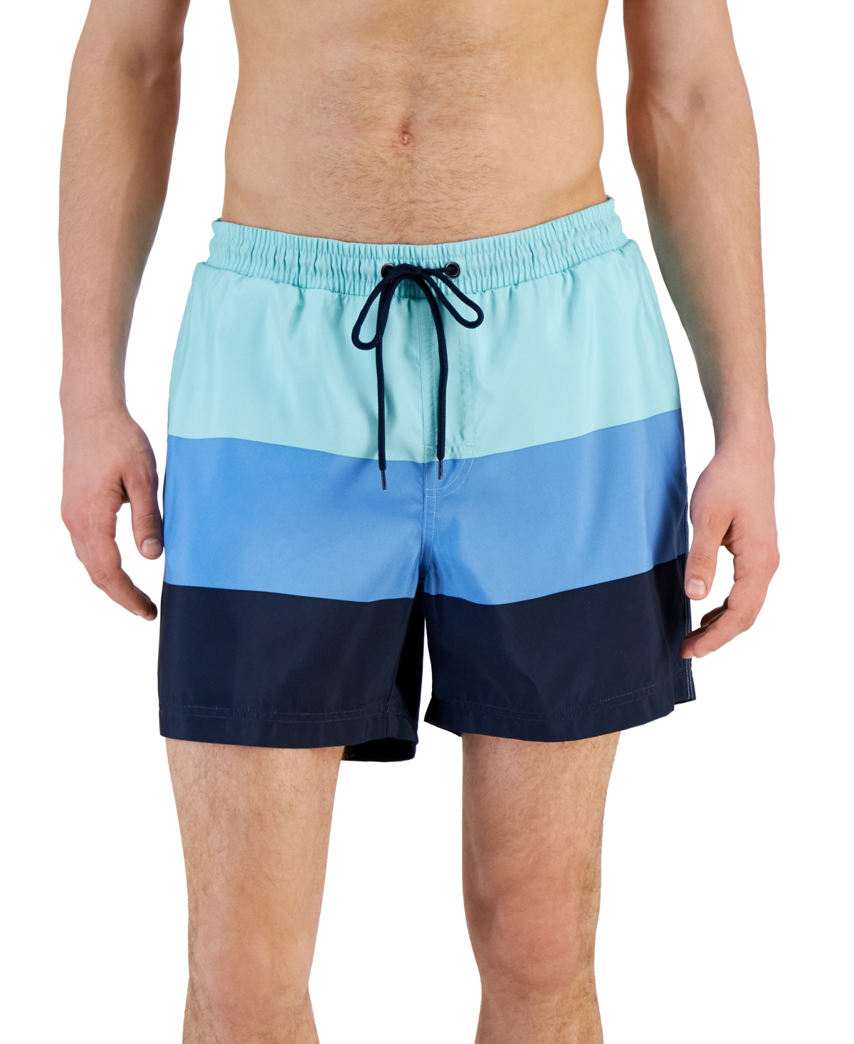 CLUB ROOM MEN'S COLORBLOCKED 5" SWIM SHORTS, CREATED FOR MACY'S