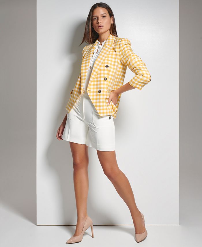 Tommy Women's Double-Breasted Blazer, Tie-Neck Top & Button Embellished - Macy's