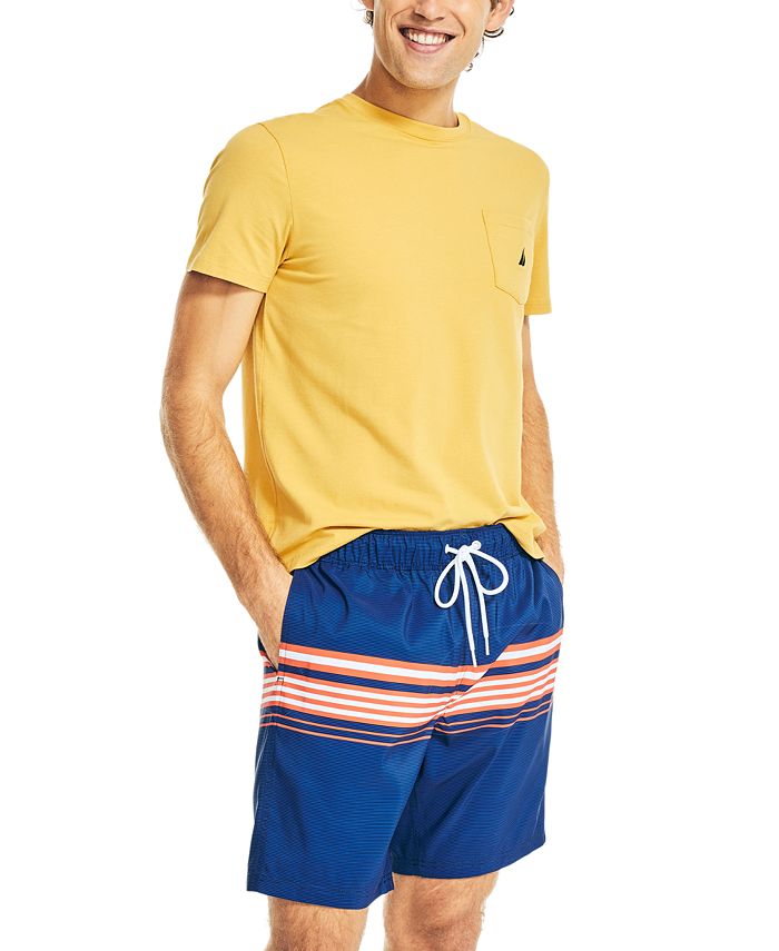 Nautica Men's Drawstring Variegated Stripe 6" Swim Trunks Macy's