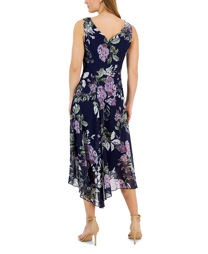 Connected Petite Floral-Print Sleeveless Midi Dress - Macy's