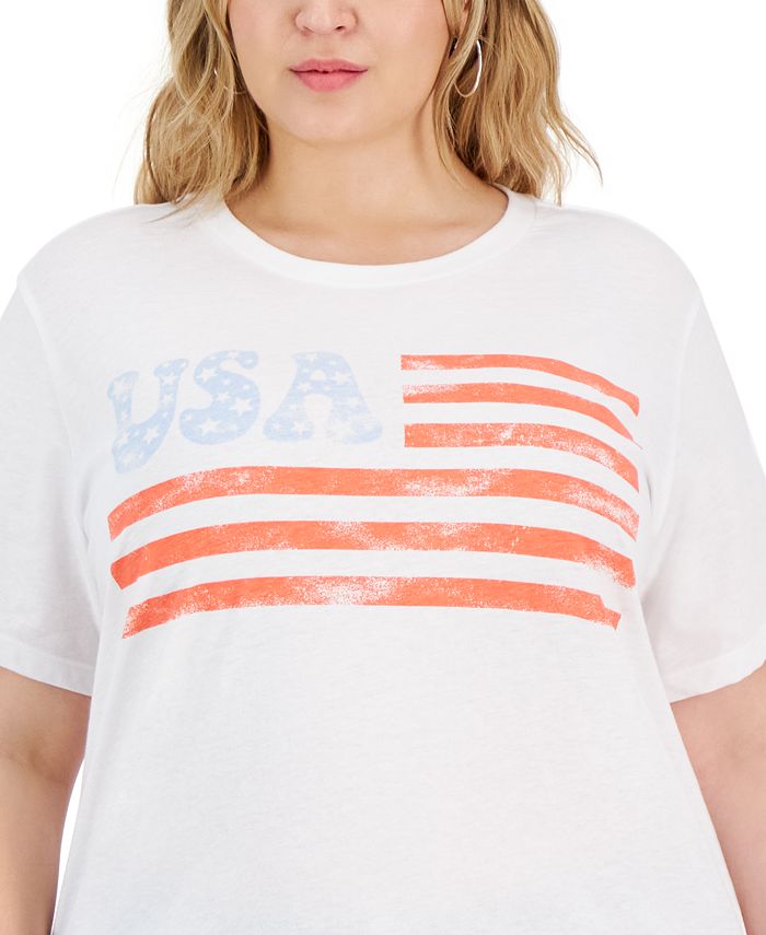 Grayson Threads Black Trendy Plus Size USA Flag Graphic T-Shirt - Macy's