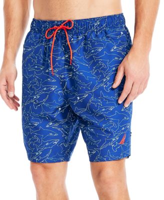 Nautica Men s Drawstring Shark Print 8 Swim Trunks Macy s