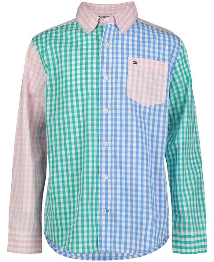 Tommy Hilfiger Big Boys Multi Color Gingham Long Sleeves Shirt - Macy's