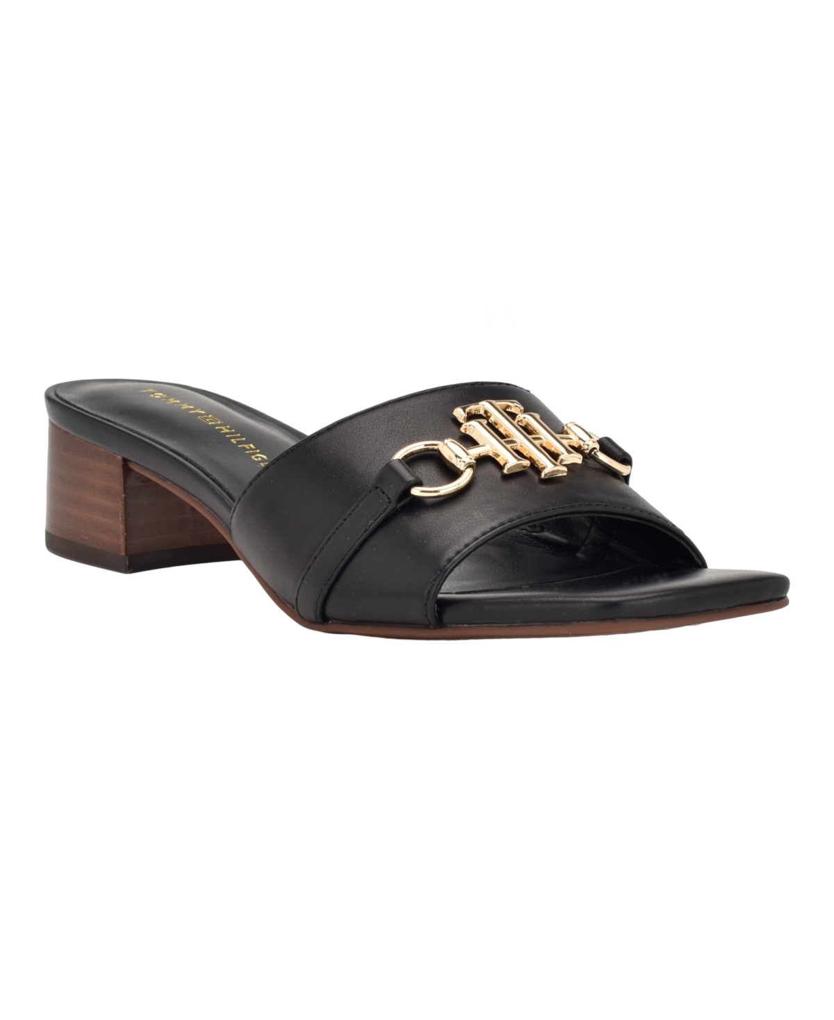 Shop Tommy Hilfiger Women's Pippe Stacked Heel Slide-on Sandals In Black