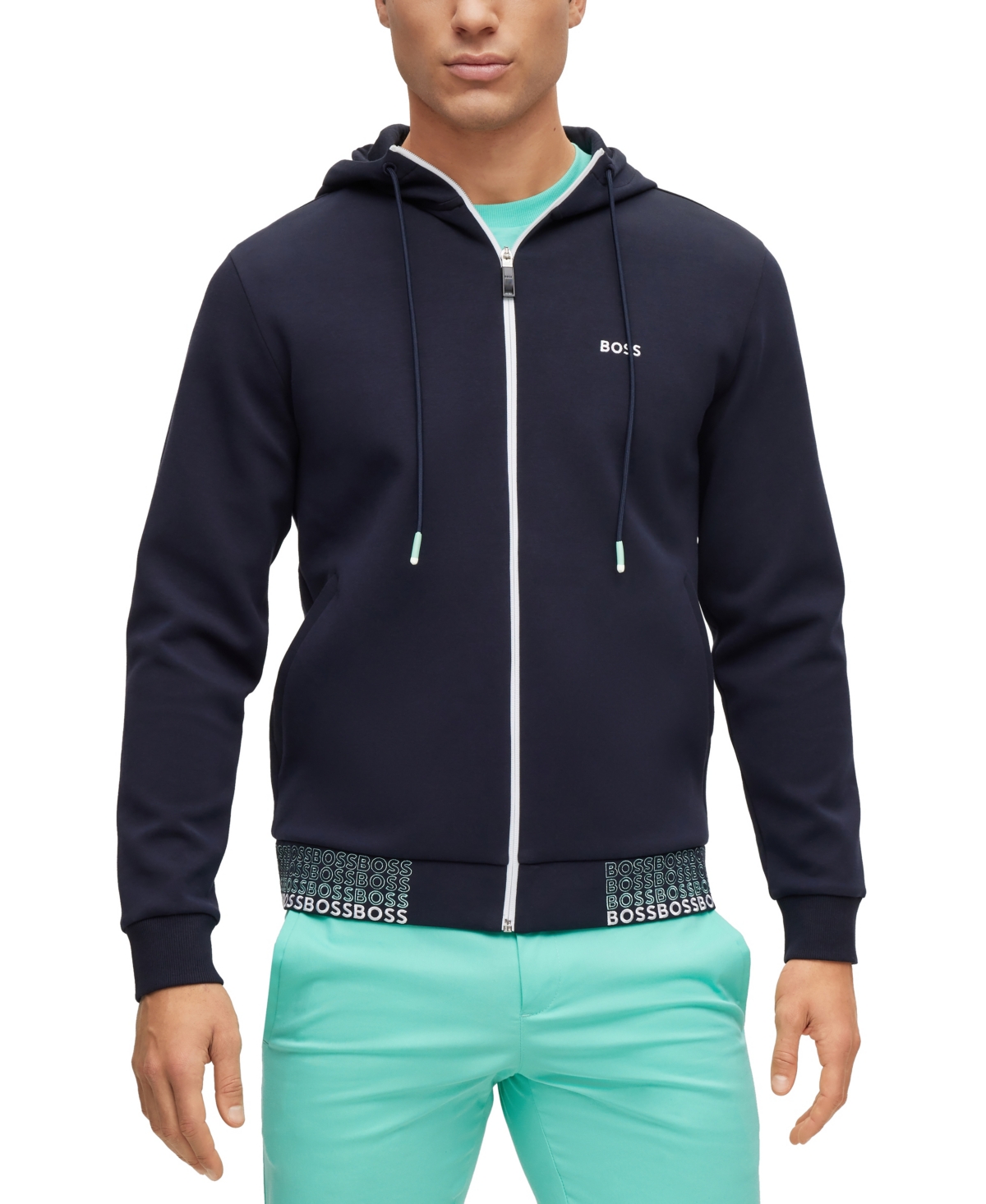 Hugo Boss Boss By Men s Cotton blend Zip up Embroidered Logos