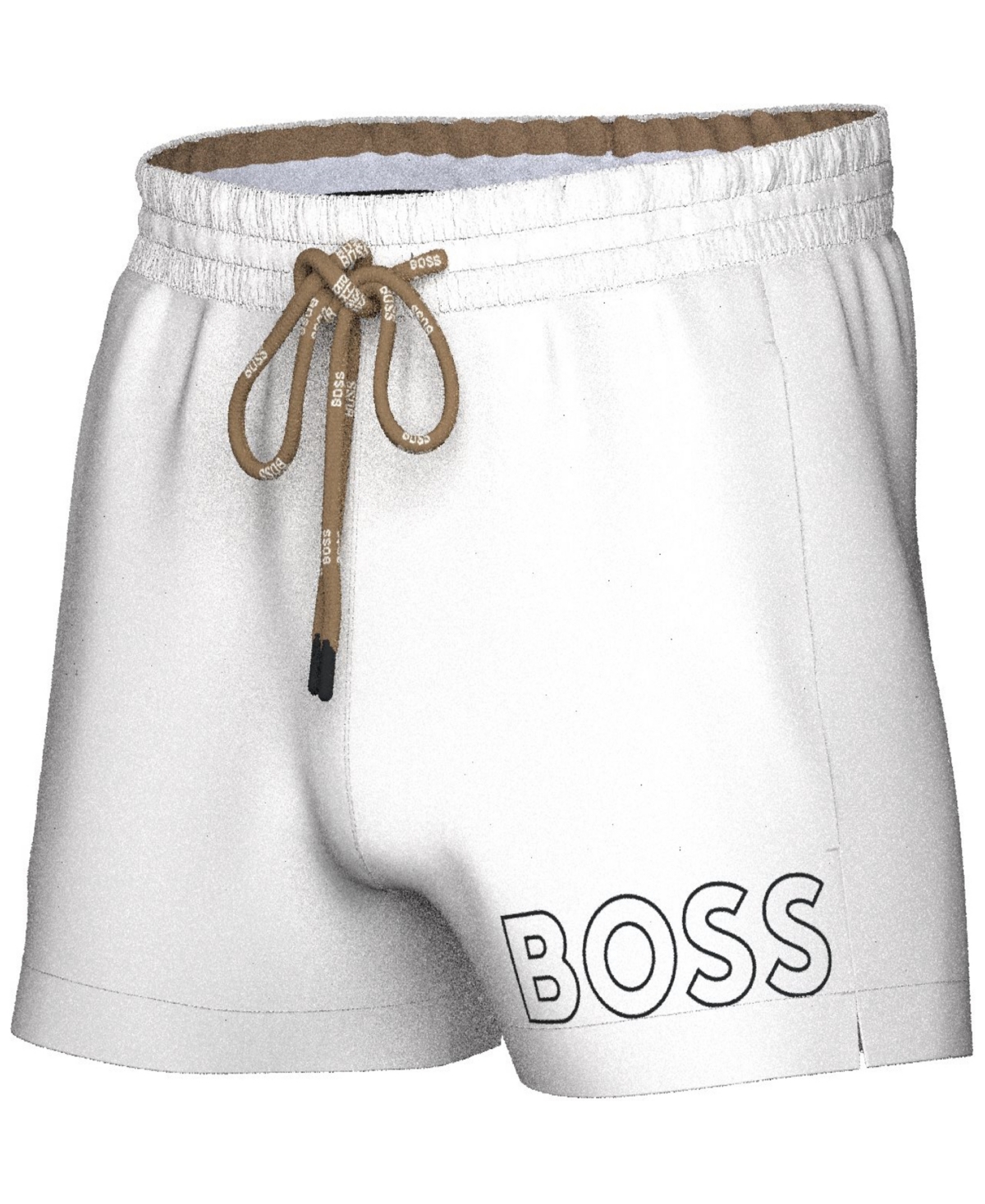 Hugo Boss Boss By  Men's Mooneye Outlined Logo Drawstring 3" Swim Trunks In White