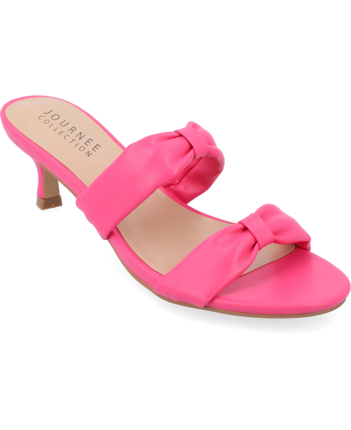 Journee Collection Women's Dyllan Double Strap Kitten Heel Dress Sandals In Pink