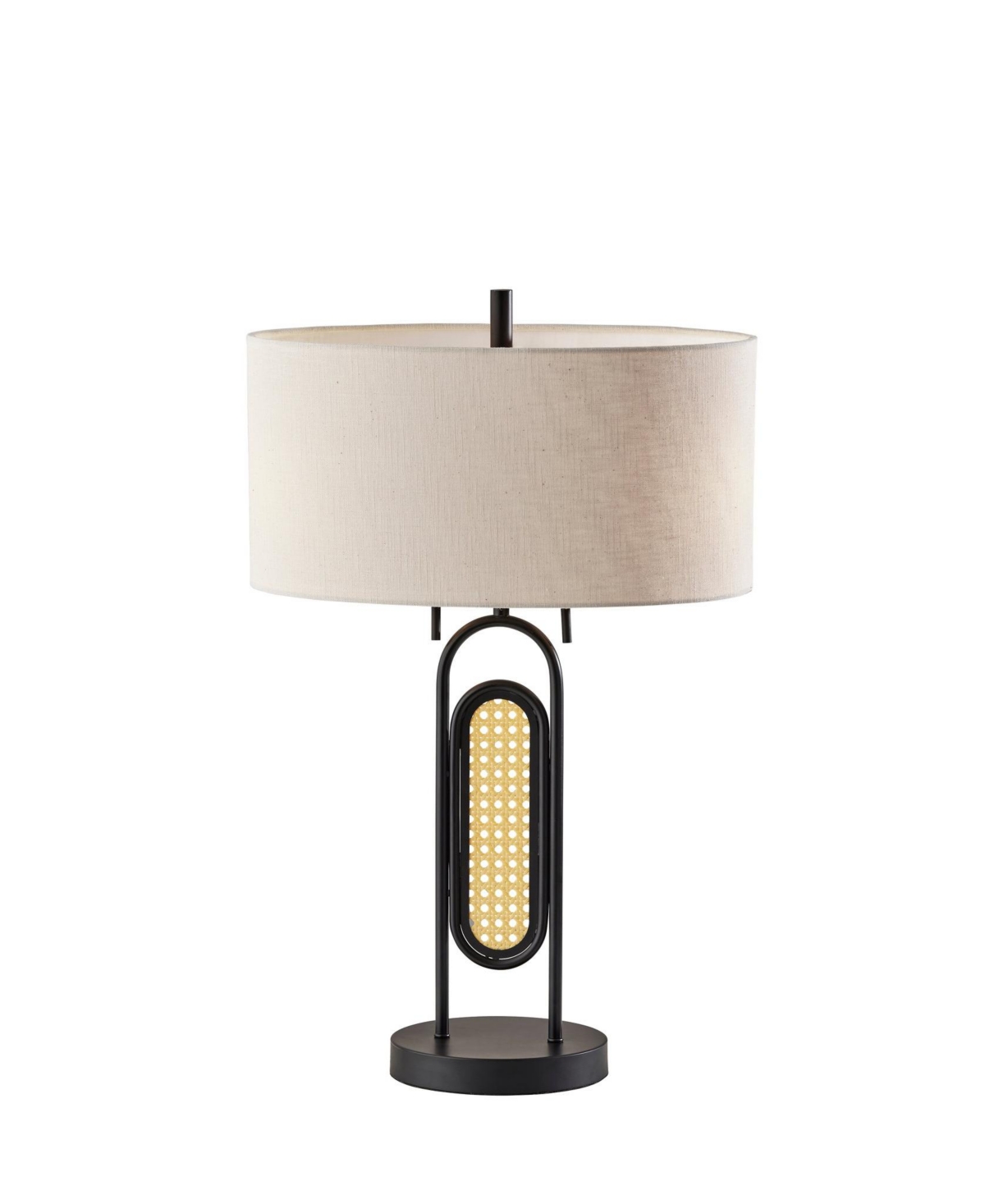 Adesso Levy Table Lamp In Black With Webbed Caning Material