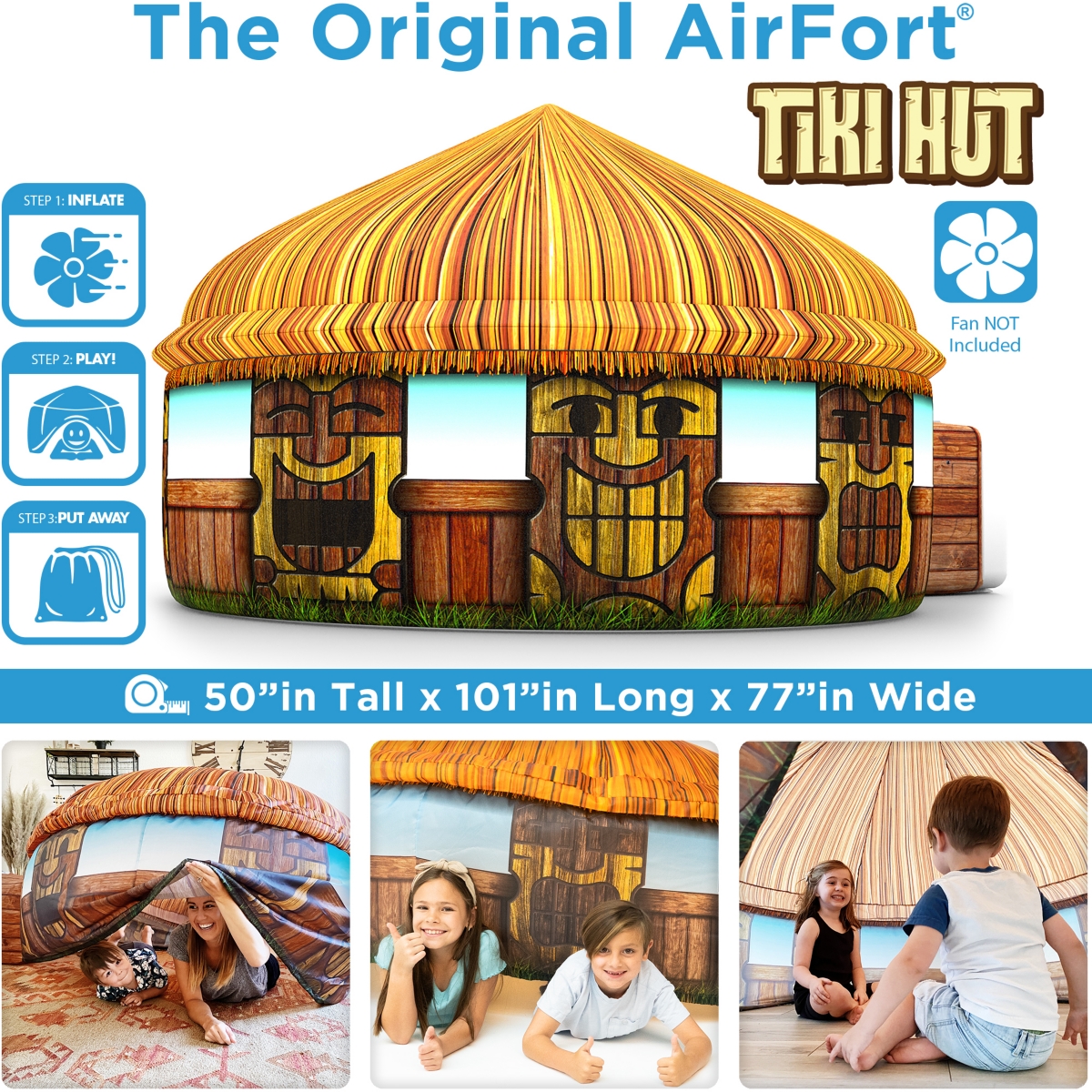 AirFort Tiki Hut Shaped Children's Indoor Play Tent with Easy Storage
