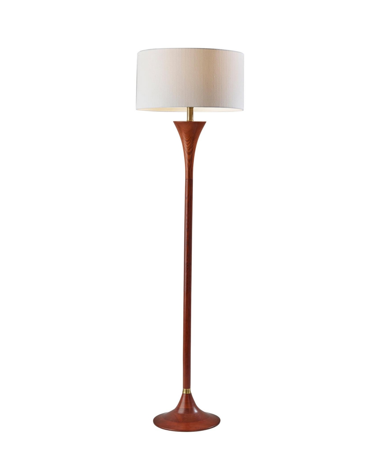 Adesso Rebecca Floor Lamp In Natural Rubberwood With Antique-like Bra