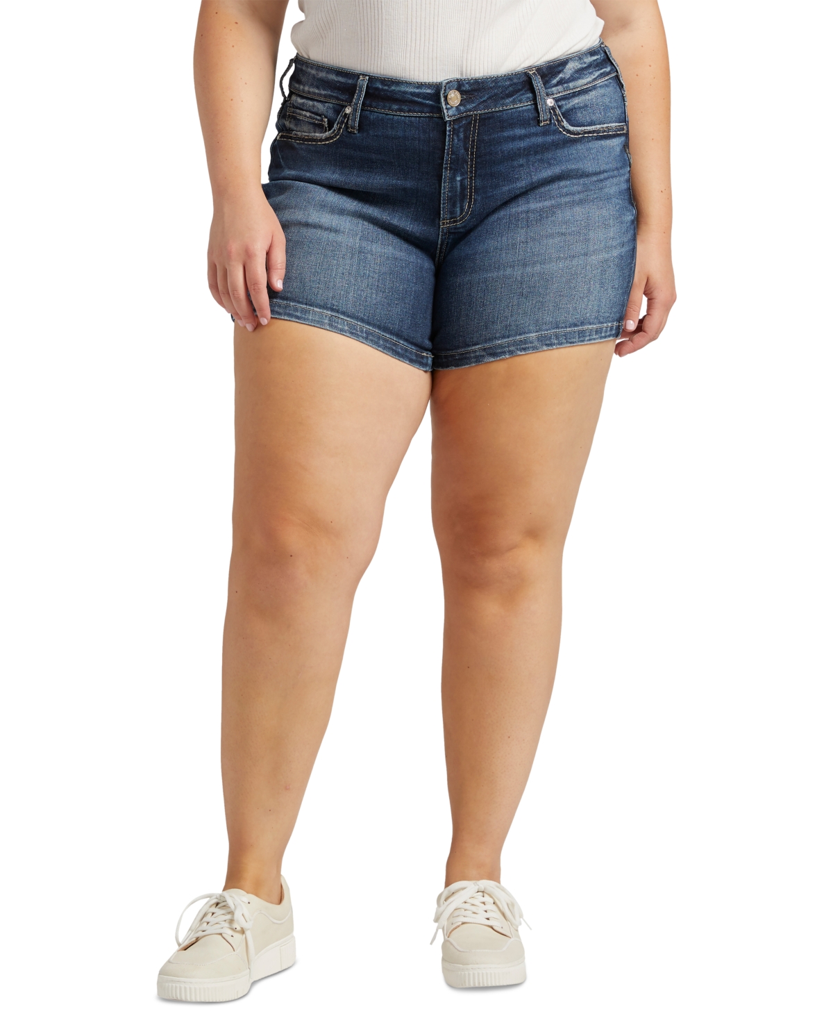 Silver Jeans Co. Plus Size Elyse Mid-rise Shorts In Indigo