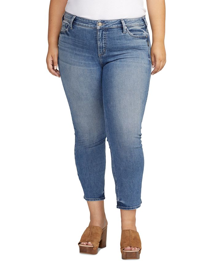 Silver Jeans Co. Plus Size Elyse Straight Cropped Jeans - Macy's