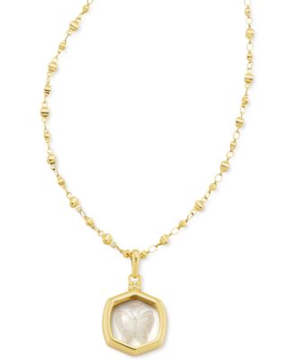 Kendra Scott - 14k Gold-Plated Butterfly Carved Crystal Pendant Necklace, 21" + 7" extender