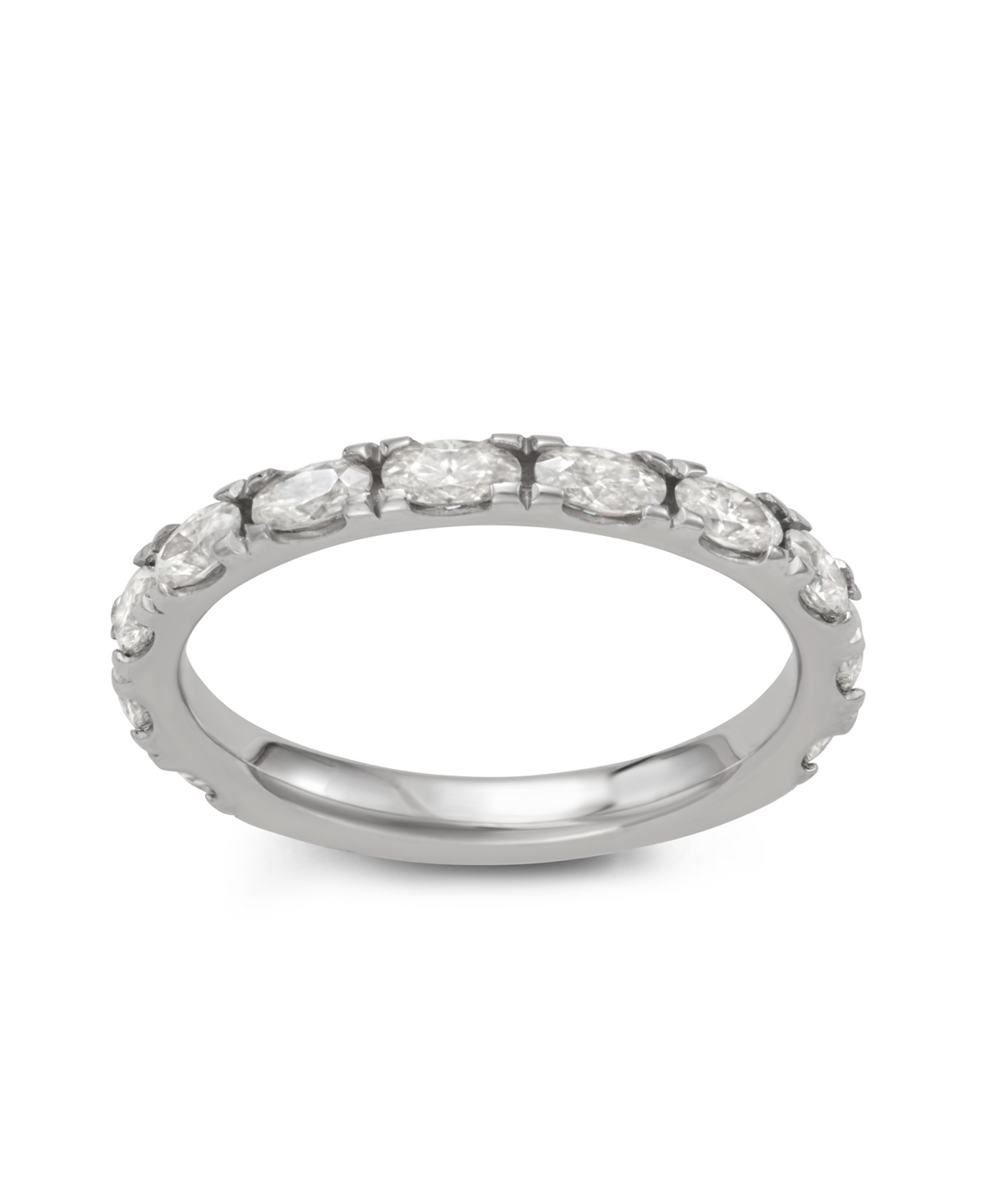 Moissanite Oval Cut Wedding Band (1 1/10 ct. t.w. Diamond Equivalent) in Sterling Silver - Sterling Silver