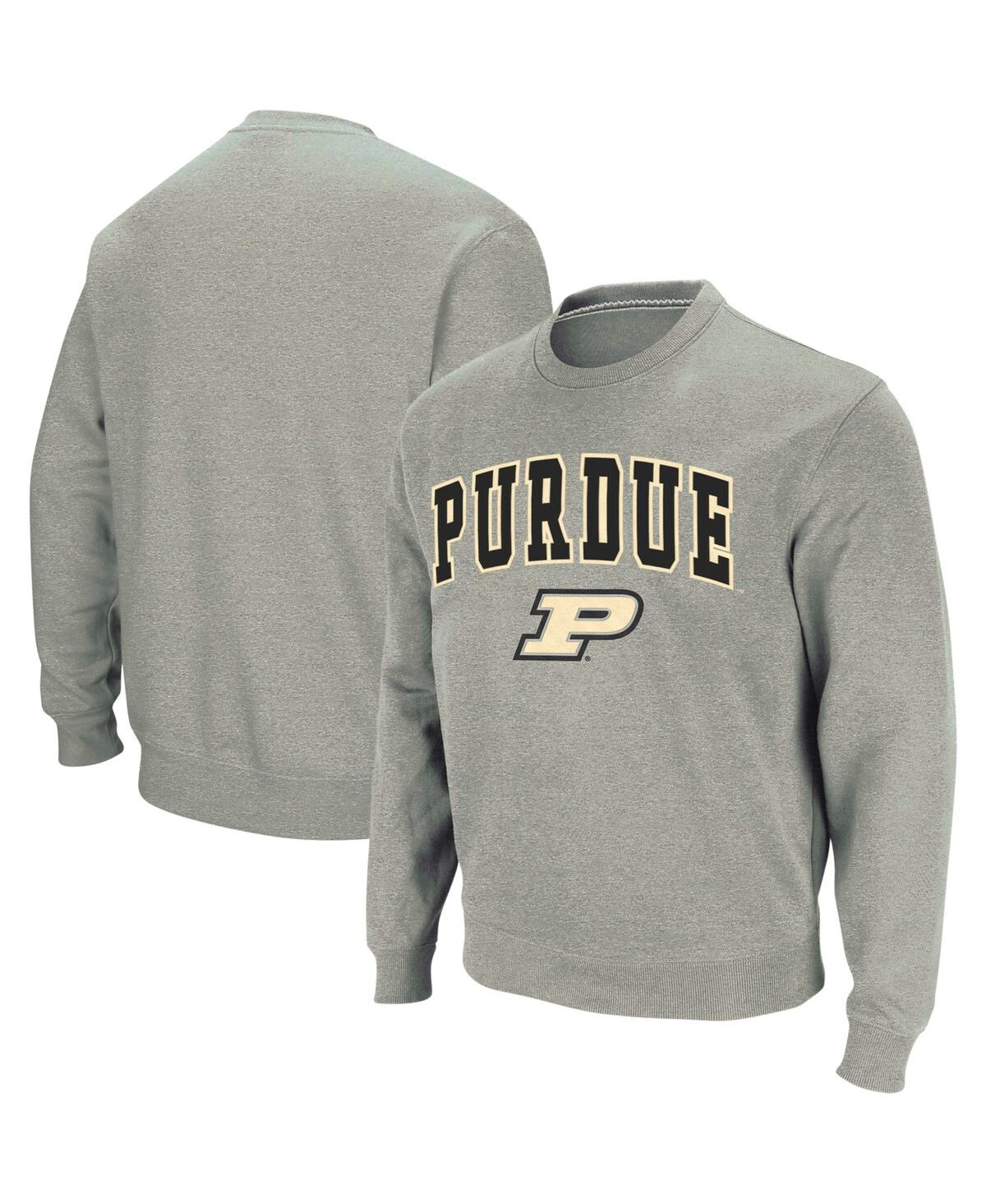 Colosseum Men's Purdue Boilermakers Arch & Logo Crew Neck Sweatshirt In Heather Gray