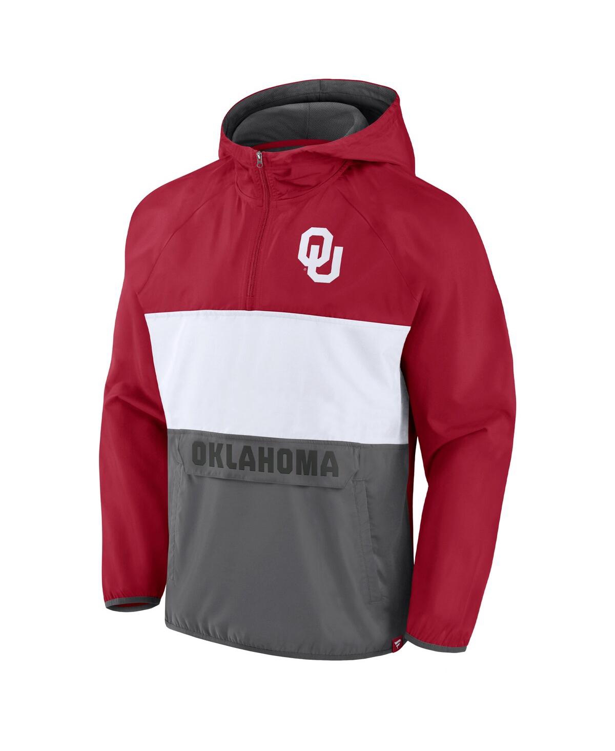 FANATICS MEN'S FANATICS CRIMSON OKLAHOMA SOONERS VICTORY ON RAGLAN QUARTER-ZIP HOODIE