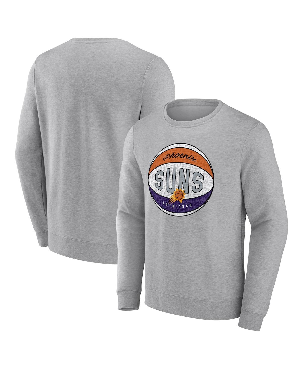 Shop Fanatics Men's  Heathered Gray Phoenix Suns True Classics Vint Pullover Sweatshirt